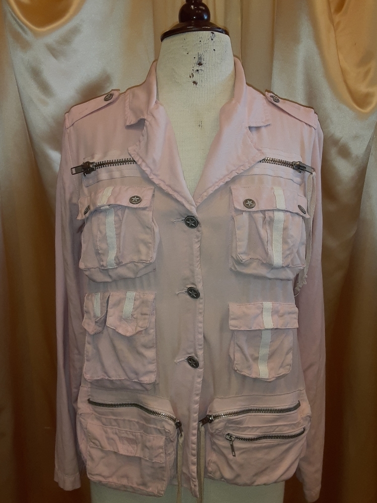 Danang Silk Cargo Jacket in Pink